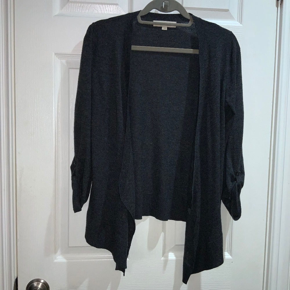 Loft wool blend waterfall front cardigan Sz S tabbed sleeves